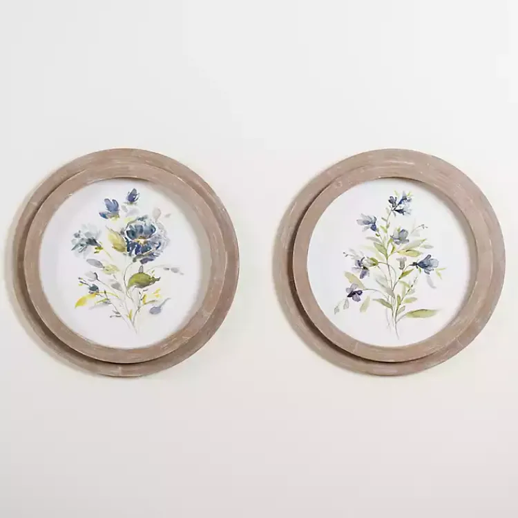 Framed Art-Kirklands Home Round Blue Florals II Framed Art Print