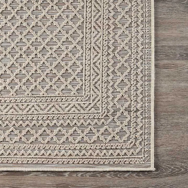Outdoor Rugs-Kirklands Home Neutral Bordered Lattice Outdoor Area Rug, 5x7 Gray