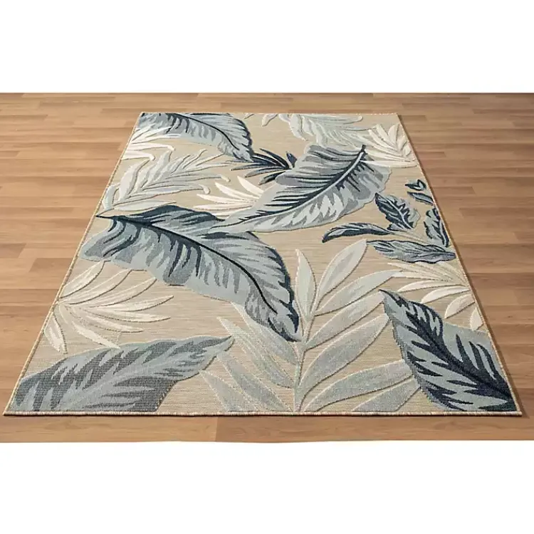 Outdoor Rugs-Kirklands Home Large Print Tropical Leaf Outdoor Area Rug, 5x7