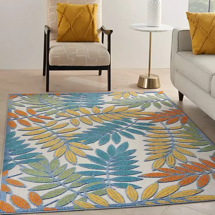 Outdoor Rugs-Kirklands Home color Botanical Outdoor Area Rug, 6x9 Multi