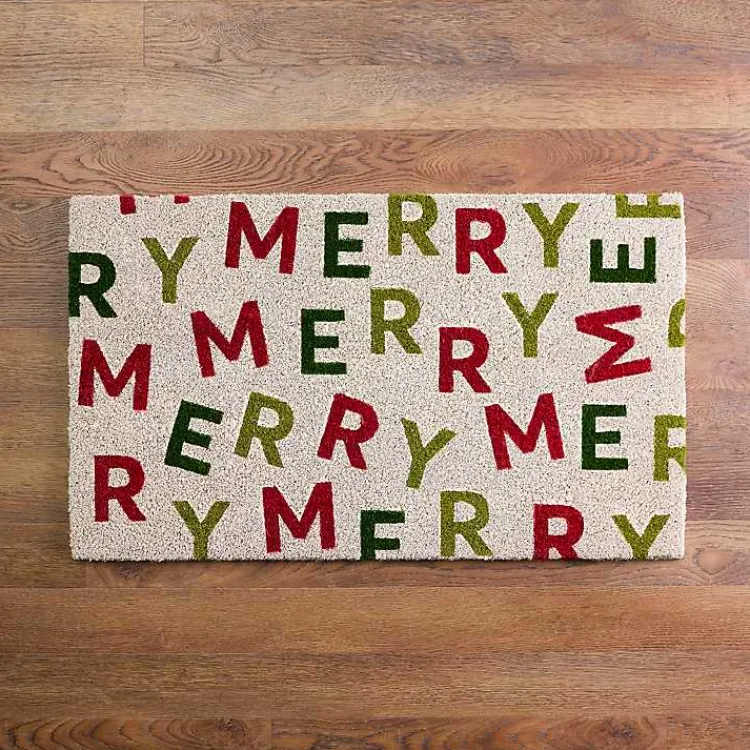 Doormats-Kirklands Home Merry Coir Christmas Doormat Tan