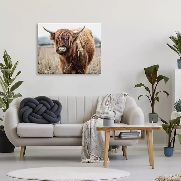 Canvas Art-Kirklands Home Longhorn in Tall Grass Canvas Art Print, 40x30 in. Brown