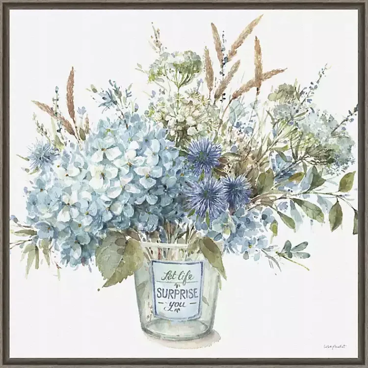 Canvas Art-Kirklands Home Bohemian Blue Floral Vase Framed Canvas Art Print