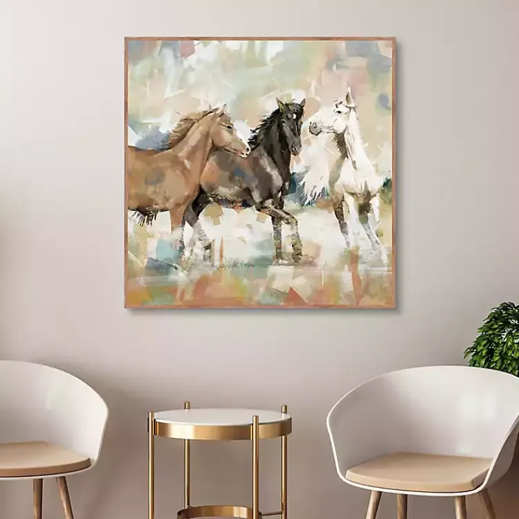 Canvas Art-Kirklands Home Horse Country Framed Canvas Art Print Brown