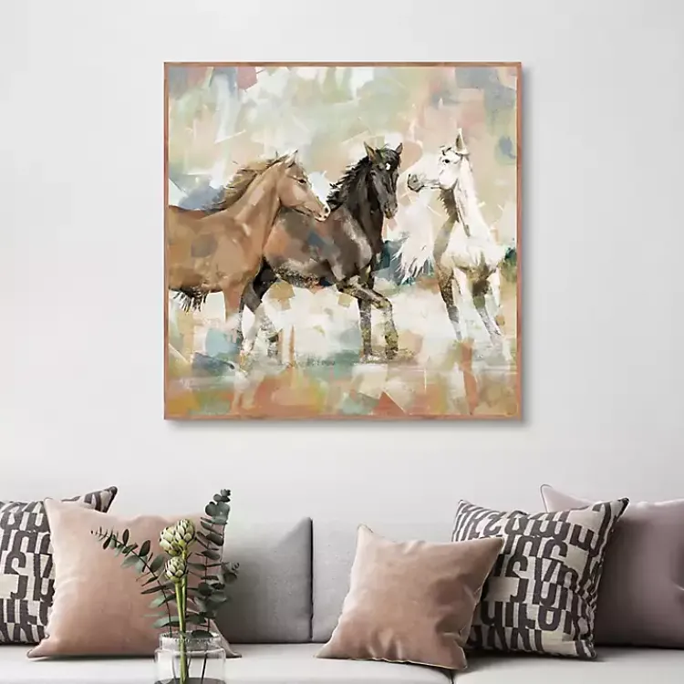 Canvas Art-Kirklands Home Horse Country Framed Canvas Art Print Brown