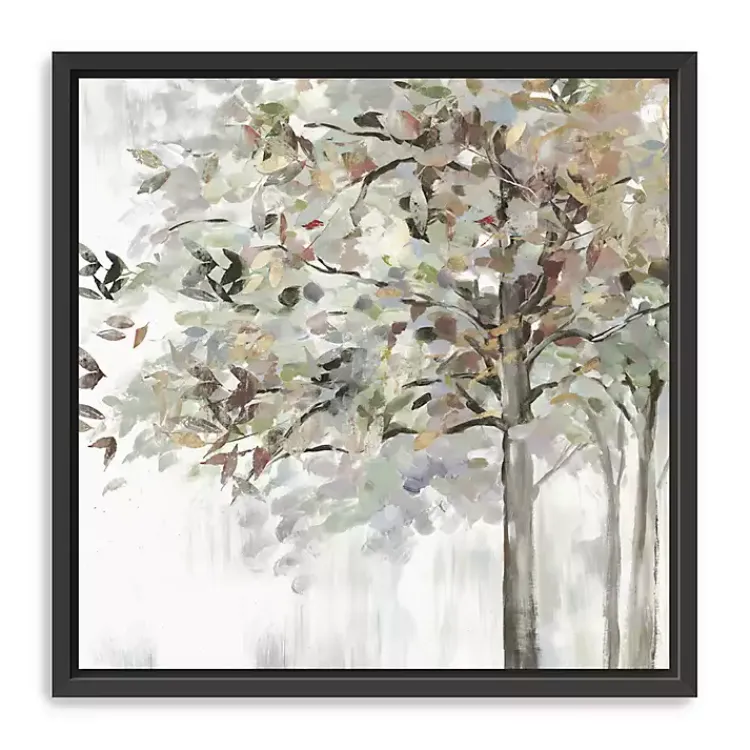 Canvas Art-Kirklands Home Neutral Leaves Framed Canvas Art Print, 30x30 in. Gray