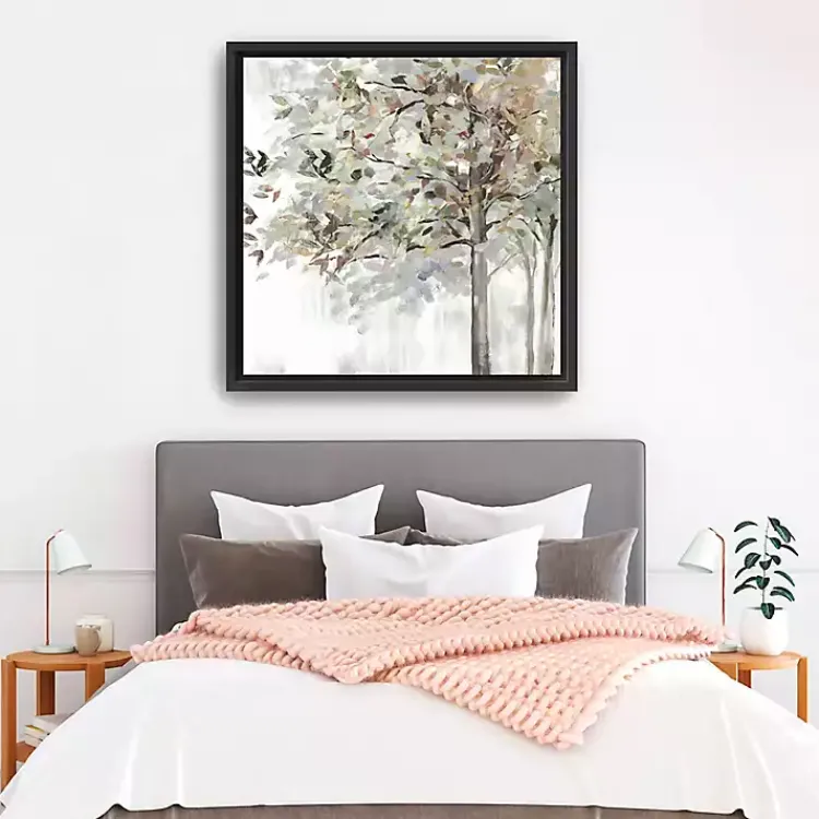 Canvas Art-Kirklands Home Neutral Leaves Framed Canvas Art Print, 40x40 in. Gray