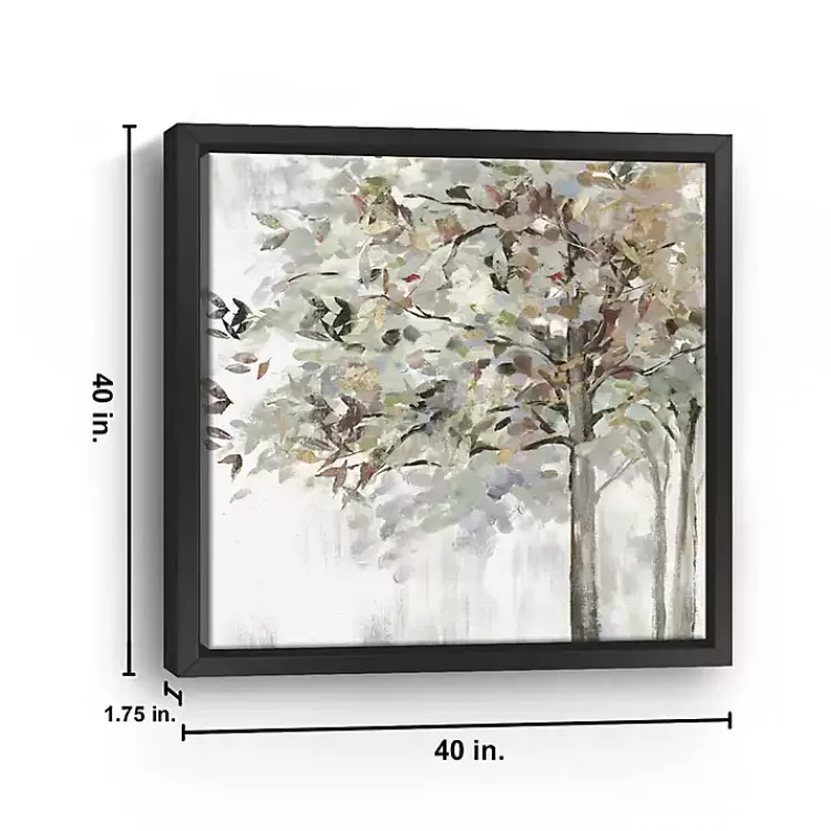 Canvas Art-Kirklands Home Neutral Leaves Framed Canvas Art Print, 40x40 in. Gray