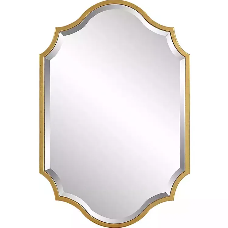 Decorative Mirrors-Kirklands Home Gold Leaf Curved Metal Wall Mirror