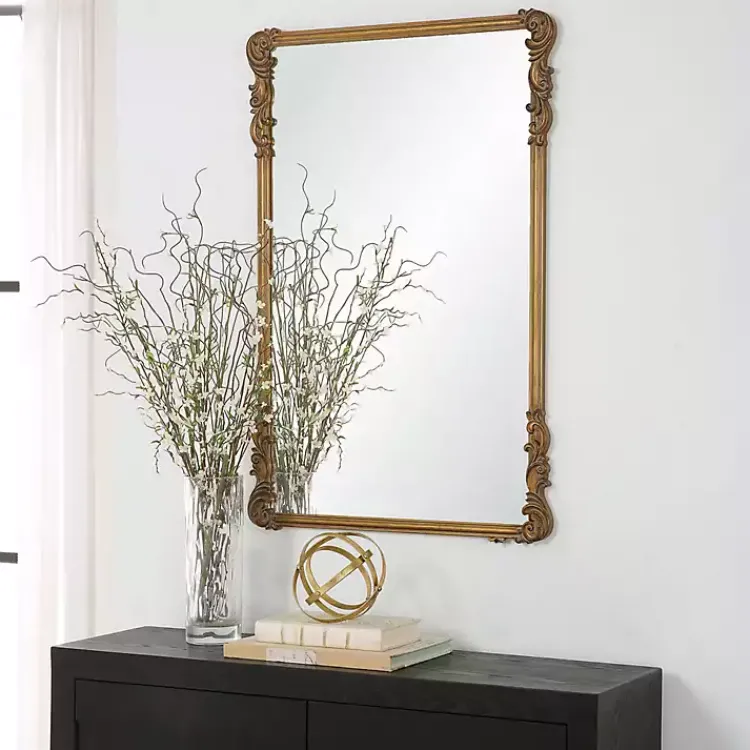 Decorative Mirrors-Kirklands Home Antique Gold Vintage Rectangular Wall Mirror
