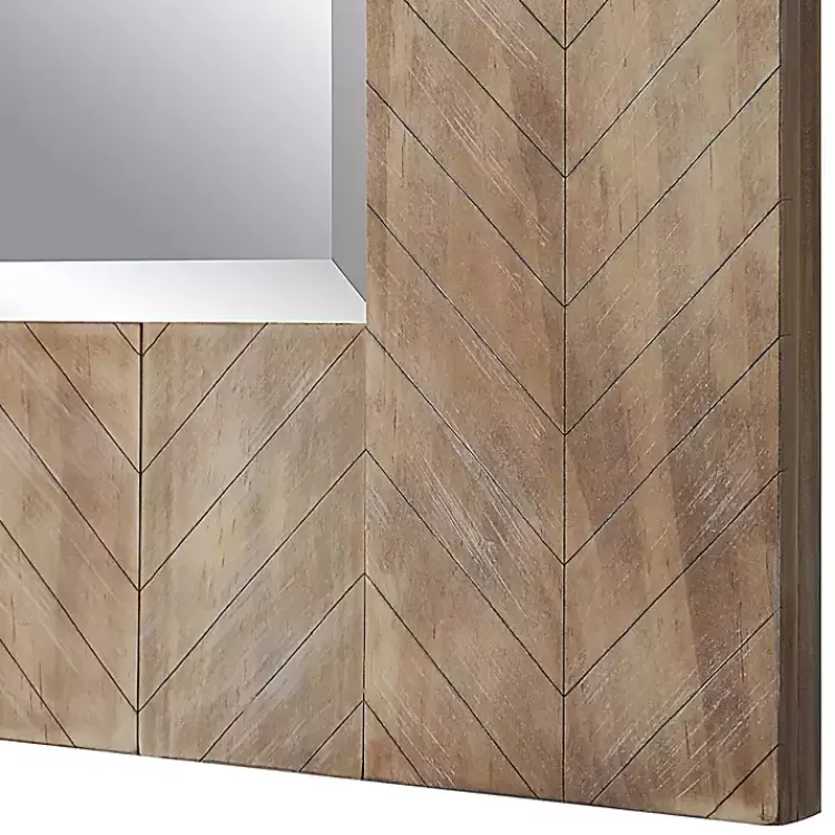 Decorative Mirrors-Kirklands Home Natural Chevron Wood Wall Mirror