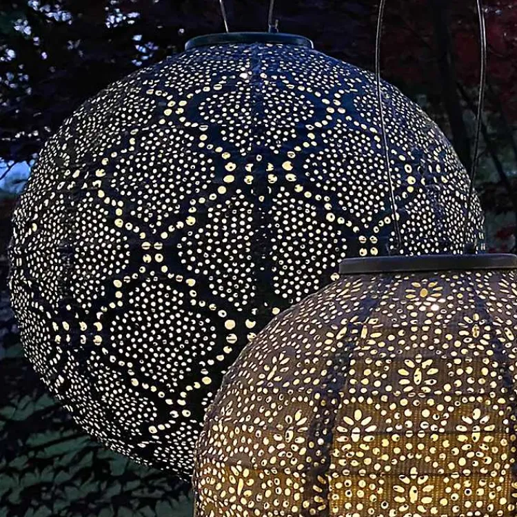 Outdoor Lighting-Kirklands Home LED Round Sea Outdoor Hanging Lantern Blue
