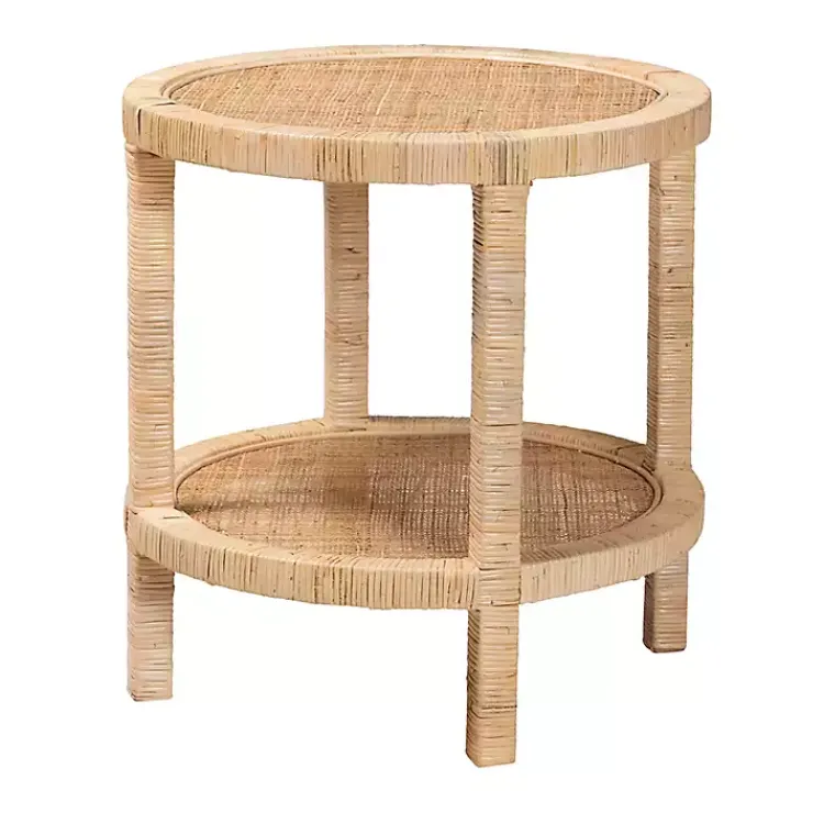 Accent & End Tables-Kirklands Home Light Brown Woven Rat Accent Table Tan