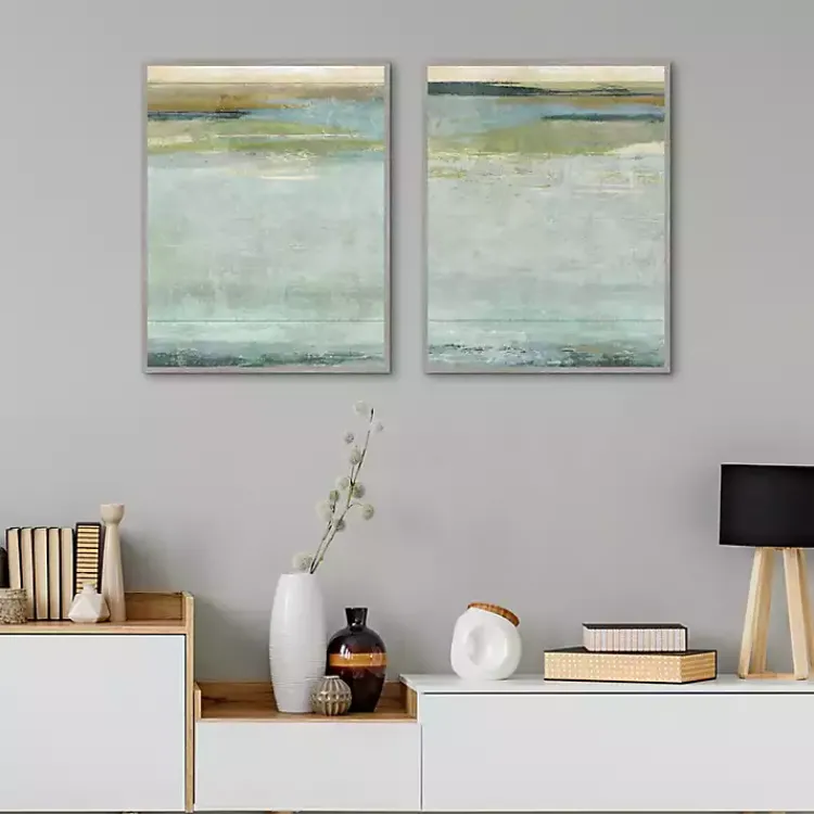 Canvas Art-Kirklands Home Seafoam Framed Canvas Art Prints, Set of 2 Blue
