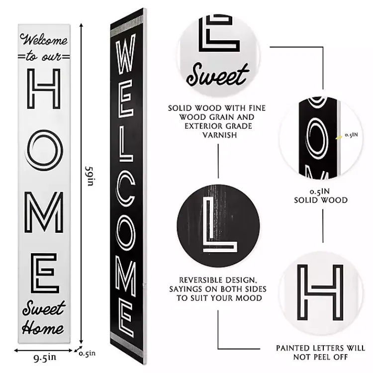 Garden Decor-Kirklands Home Black and White Welcome Home Two-Sided Porch Board