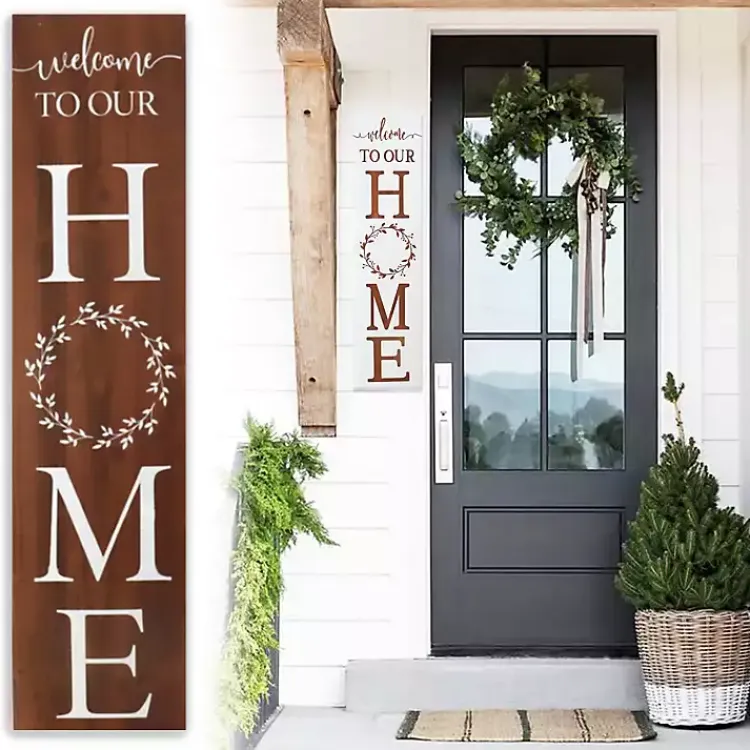 Garden Decor-Kirklands Home Welcome to Our Home Wreath Two-Sided Porch Board