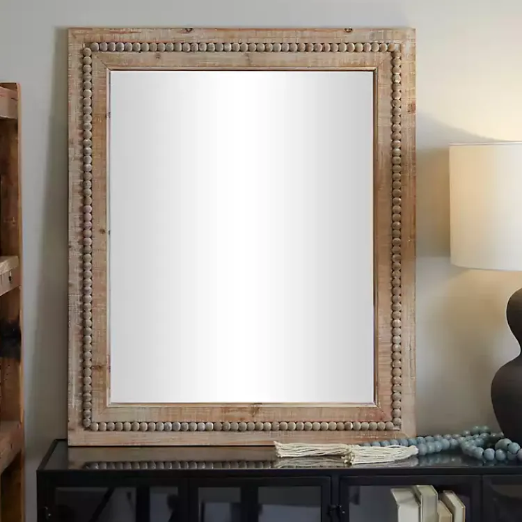 Decorative Mirrors-Kirklands Home Rectangle Distressed Beaded Wall Mirror