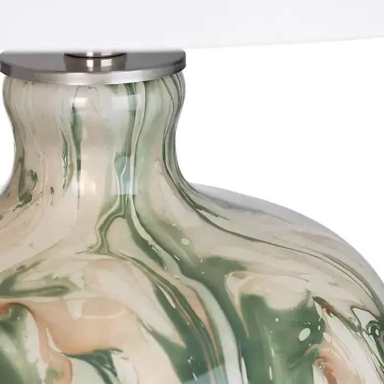 Table Lamps-Kirklands Home Green Waverly Glass Table Lamp White
