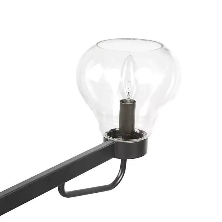 Chandeliers & Pendant Lighting-Kirklands Home Black Metal & Bowl Glass Shade 6-Light Chandelier