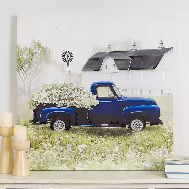 Canvas Art-Kirklands Home Navy Floral Pickup Truck Canvas Art Print