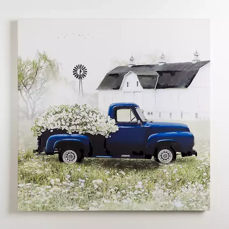 Canvas Art-Kirklands Home Navy Floral Pickup Truck Canvas Art Print