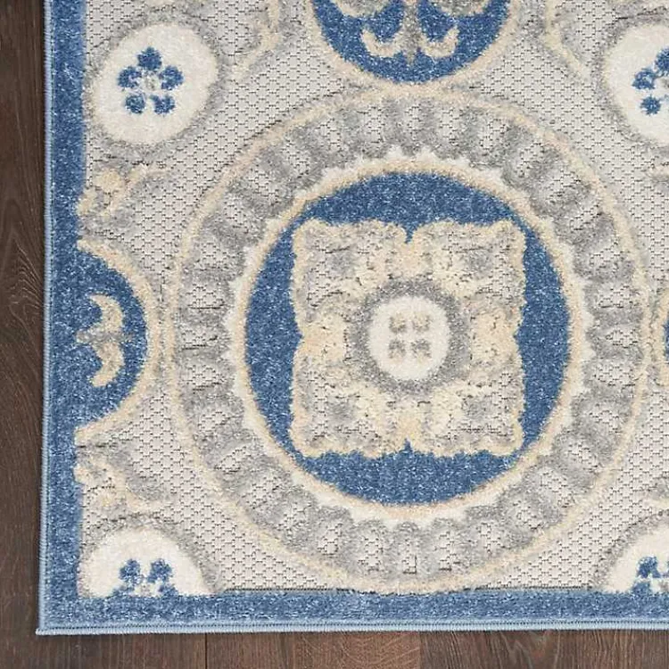 Outdoor Rugs-Kirklands Home Aloha Blue Medallion Indoor/Outdoor Area Rug, 3x5