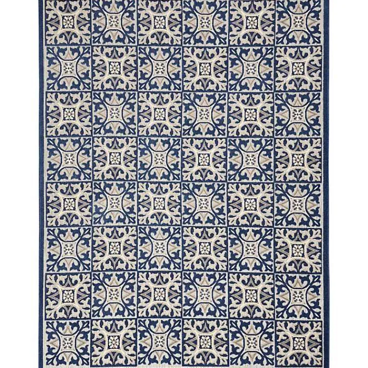 Outdoor Rugs-Kirklands Home Aloha Blue Geometric Indoor/Outdoor Area Rug, 6x9