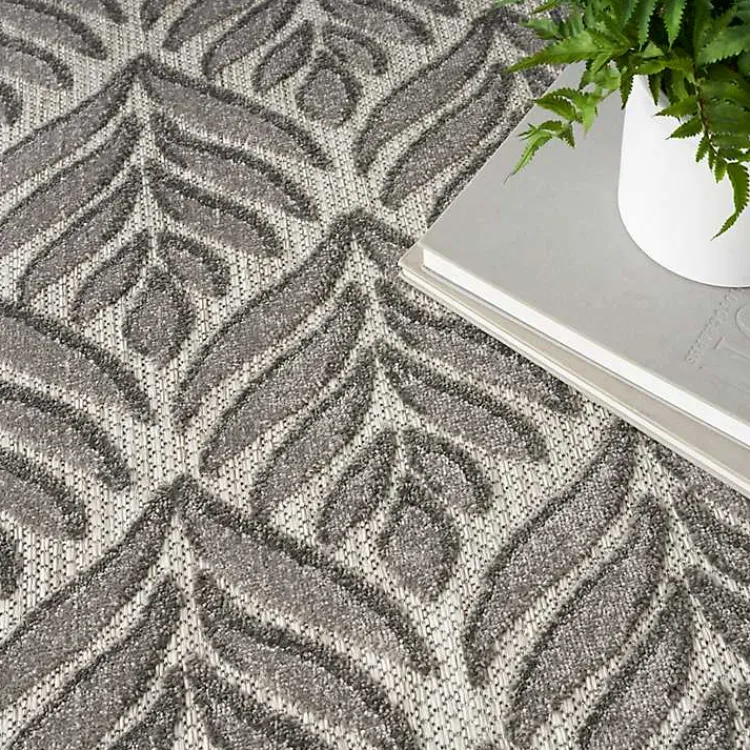 Outdoor Rugs-Kirklands Home Aloha Botanical Indoor/Outdoor Rug, 6x9 Gray