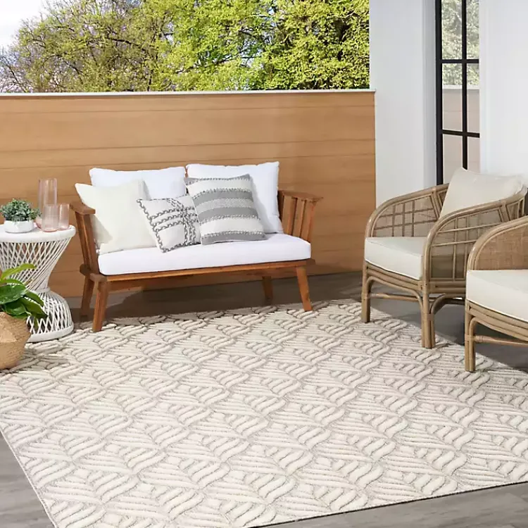 Outdoor Rugs-Kirklands Home Aloha Ivory Botanical Indoor/Outdoor Area Rug, 6x9