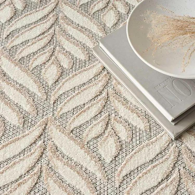 Outdoor Rugs-Kirklands Home Aloha Ivory Botanical Indoor/Outdoor Area Rug, 6x9