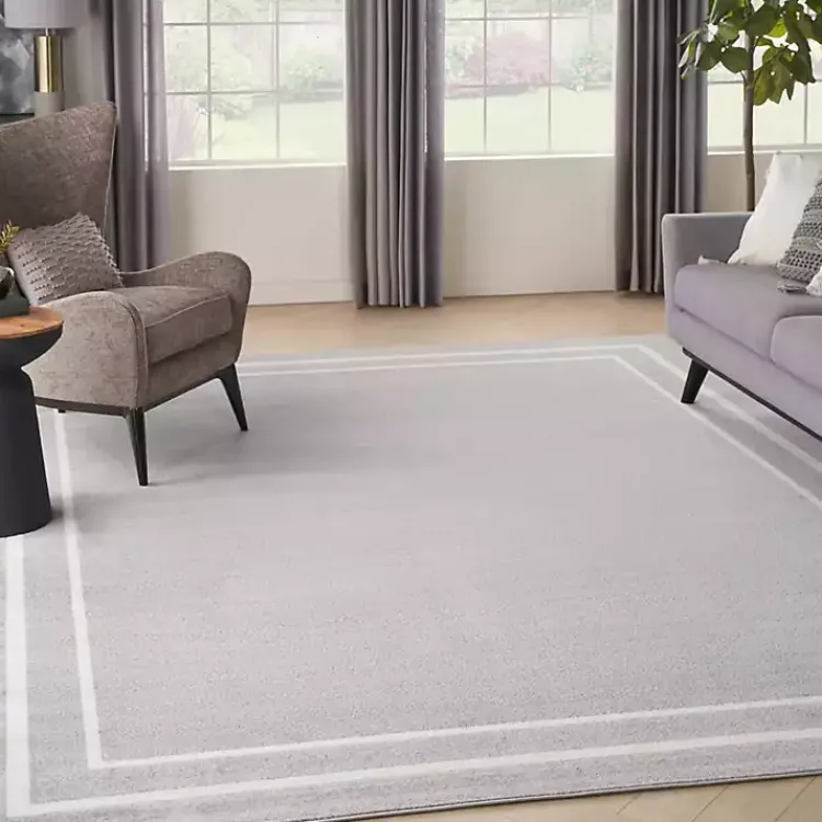 Outdoor Rugs-Kirklands Home Bordered Indoor/Outdoor Area Rug, 8x10 Gray