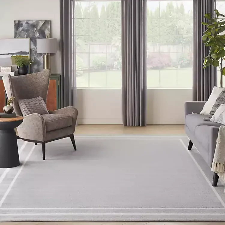 Outdoor Rugs-Kirklands Home Bordered Indoor/Outdoor Area Rug, 8x10 Gray