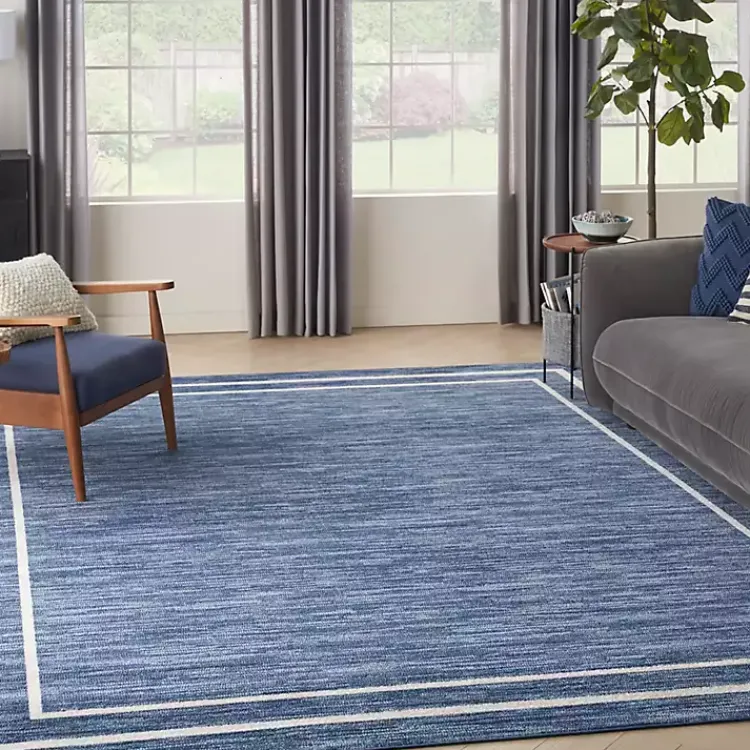 Outdoor Rugs-Kirklands Home Navy Bordered Indoor/Outdoor Area Rug, 8x10 Blue