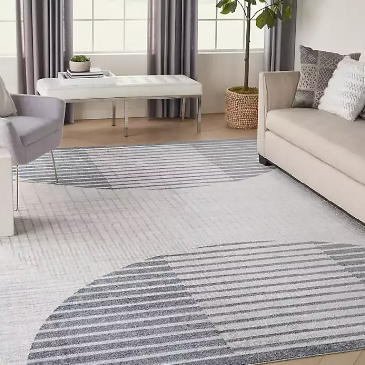 Area Rugs-Kirklands Home Blue Linear Geometric Washable Area Rug, 9x12