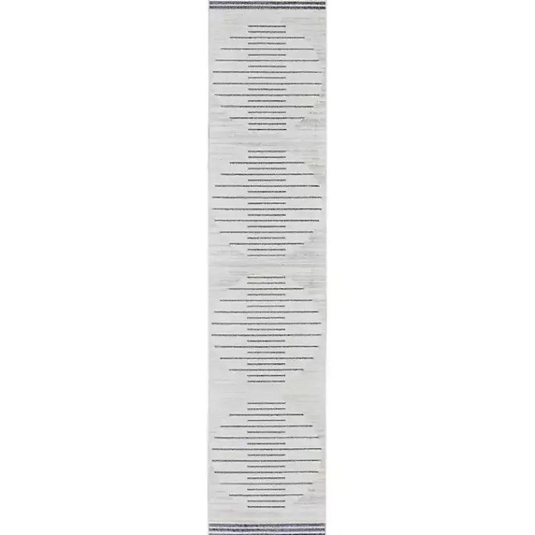 Area Rugs-Kirklands Home Ivory Striated Sphere Washable Runner, 2x10