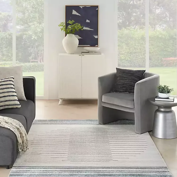 Area Rugs-Kirklands Home Ivory Striated Sphere Washable Area Rug, 6x9