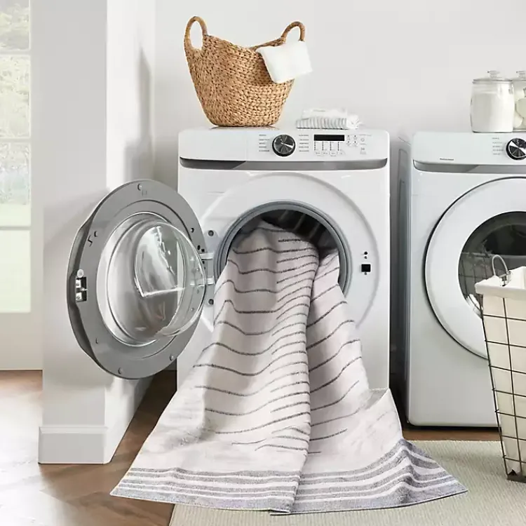 Area Rugs-Kirklands Home Ivory Striated Sphere Washable Area Rug, 7x10