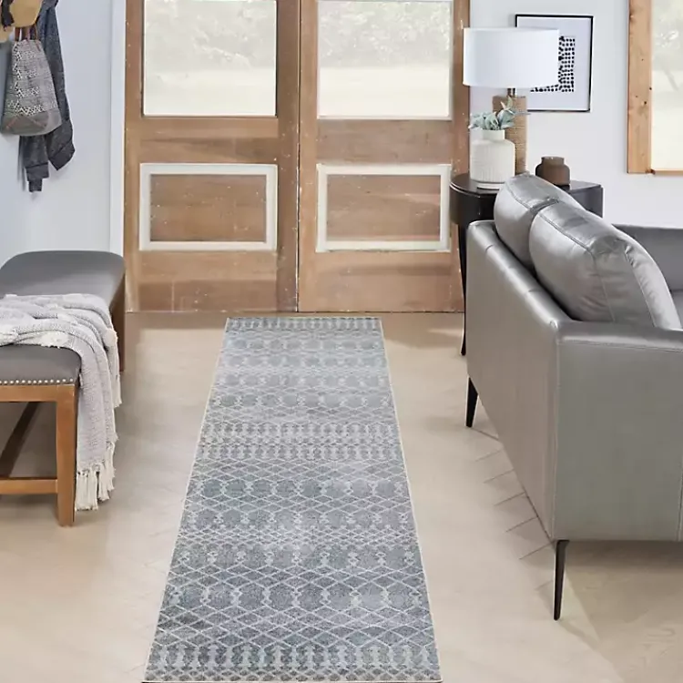 Area Rugs-Kirklands Home Light Moroccan Washable Runner, 2x10 Blue