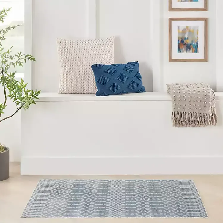 Area Rugs-Kirklands Home Light Moroccan Washable Accent Rug, 2x4 Blue