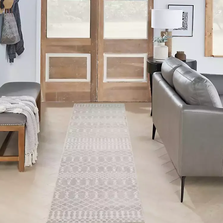 Area Rugs-Kirklands Home Light Moroccan Washable Runner, 2x10 Gray