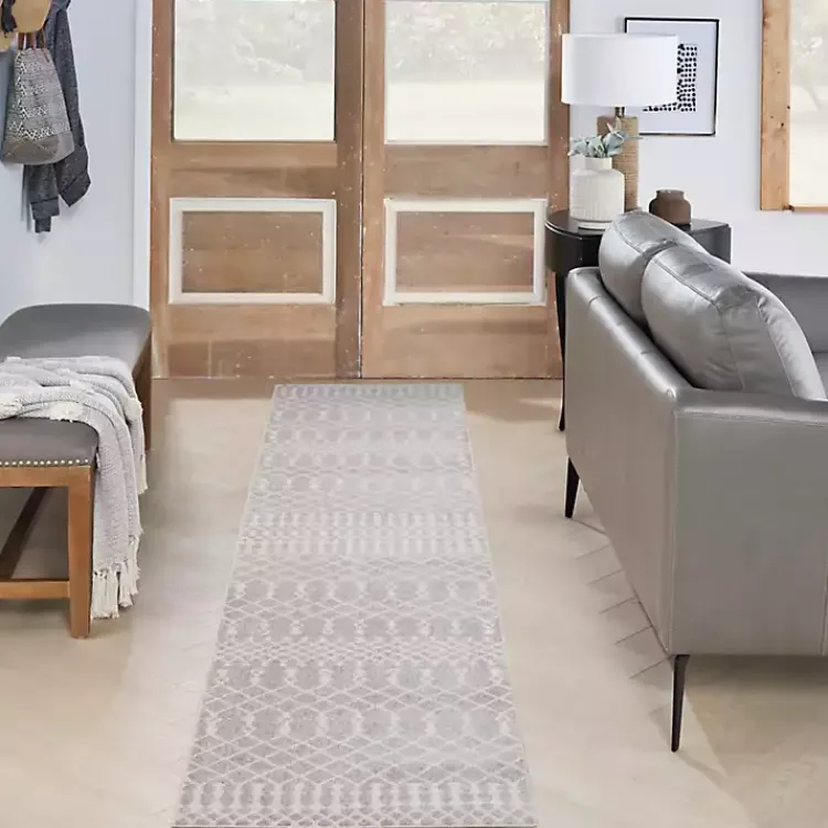 Area Rugs-Kirklands Home Light Moroccan Washable Runner, 2x8 Gray