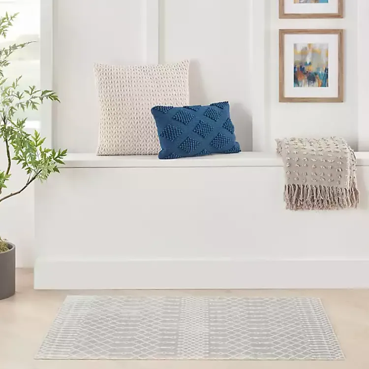 Area Rugs-Kirklands Home Gray and Ivory Moroccan Trellis Area Rug, 3x5