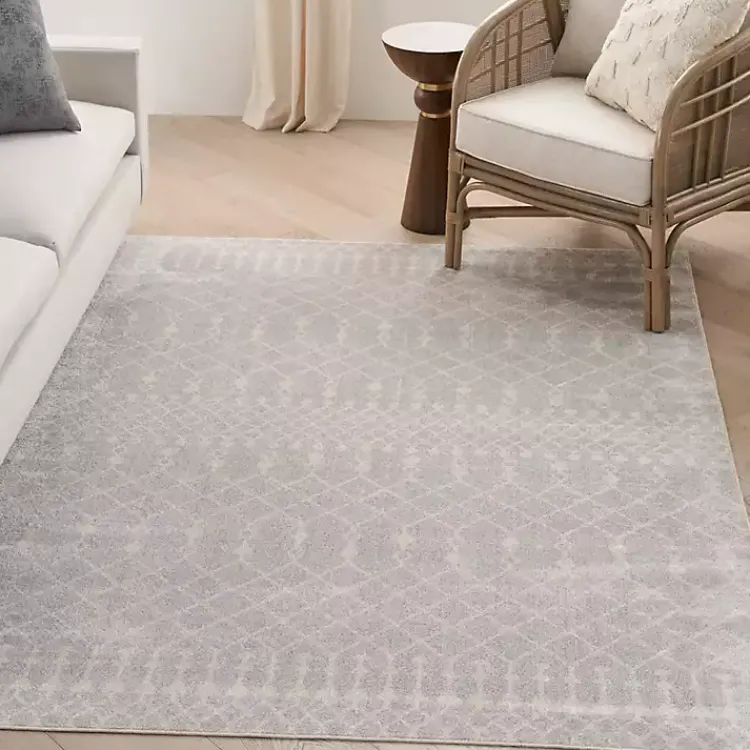 Area Rugs-Kirklands Home Gray and Ivory Moroccan Trellis Area Rug, 7x9