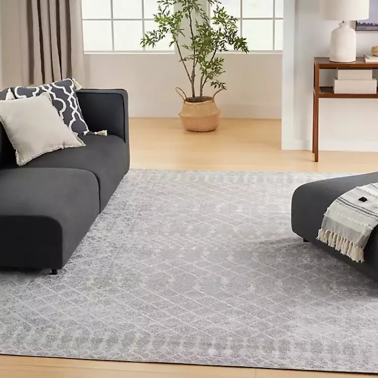 Area Rugs-Kirklands Home Gray and Ivory Moroccan Trellis Area Rug, 9x12