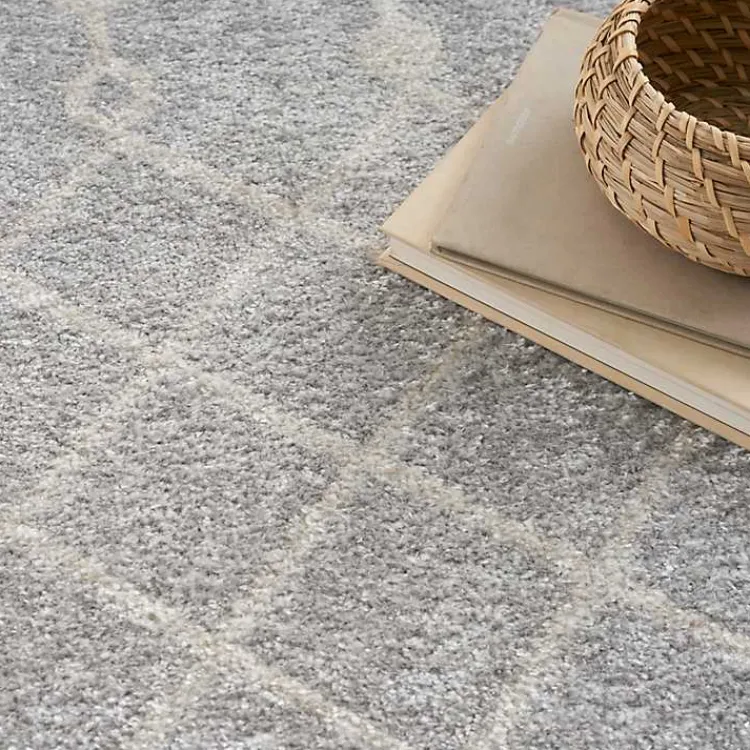 Area Rugs-Kirklands Home Gray and Ivory Moroccan Trellis Area Rug, 9x12