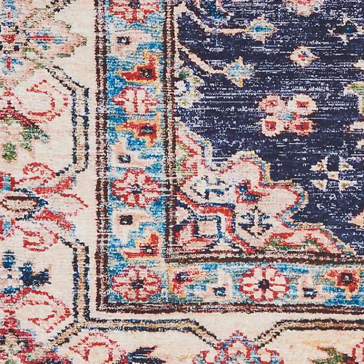 Area Rugs-Kirklands Home Fulton Navy Medallion Runner, 2x7 Blue