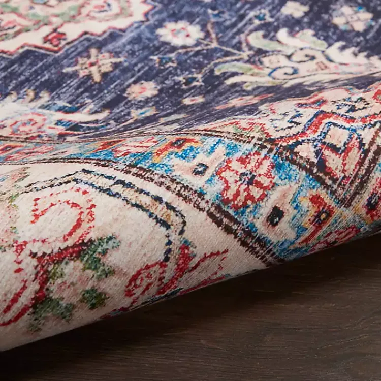 Area Rugs-Kirklands Home Fulton Navy Medallion Runner, 2x7 Blue