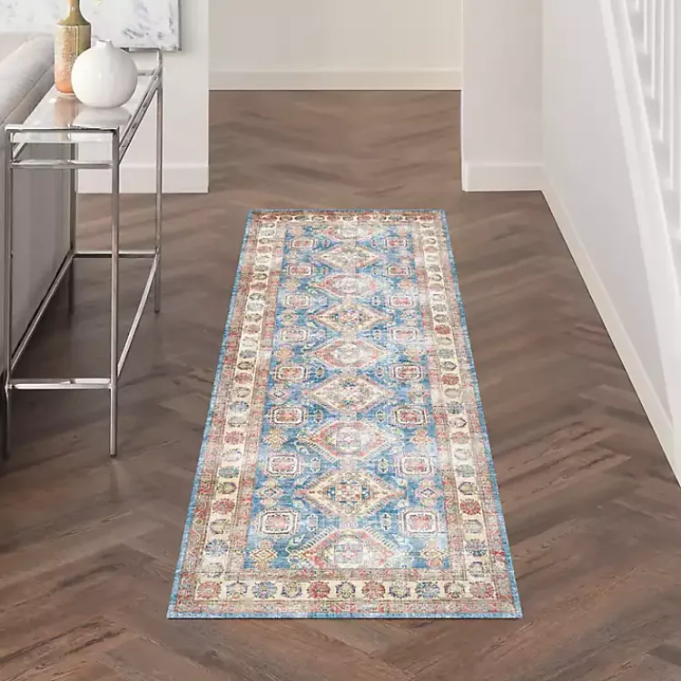 Area Rugs-Kirklands Home Fulton Vintage Medallion Runner, 2x7 Blue