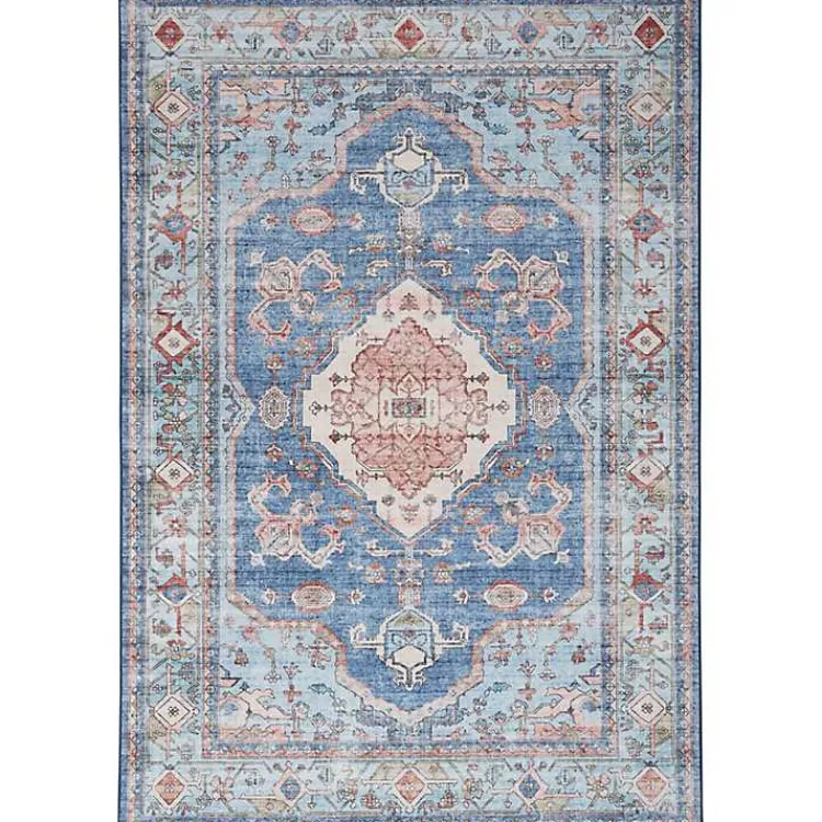 Area Rugs-Kirklands Home Fulton Medallion Area Rug, 7x9 Blue