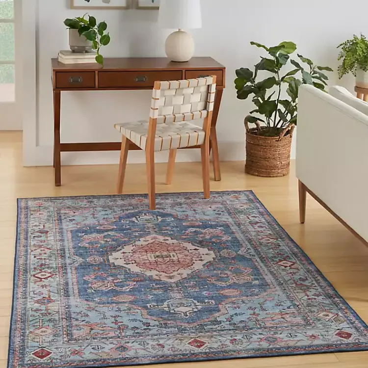 Area Rugs-Kirklands Home Fulton Medallion Area Rug, 7x9 Blue